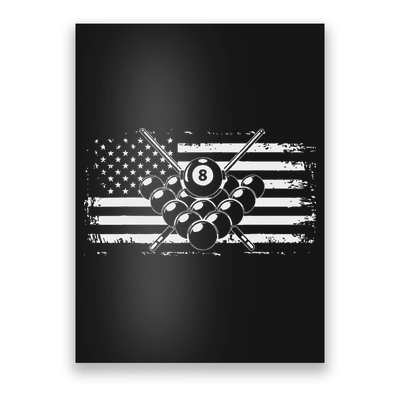 Billiards Pool Billiards American Flag Gift Poster
