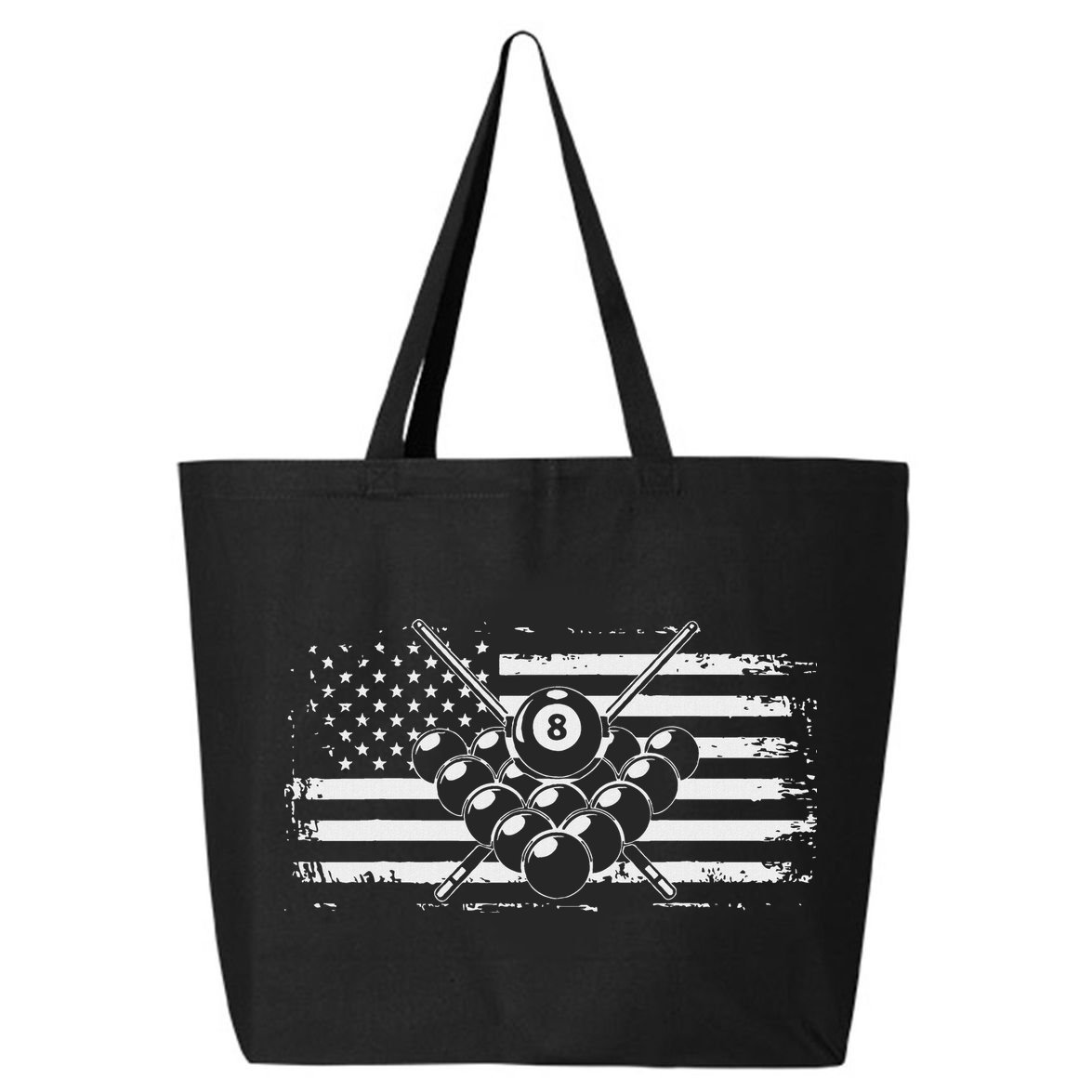 Billiards Pool Billiards American Flag Gift 25L Jumbo Tote