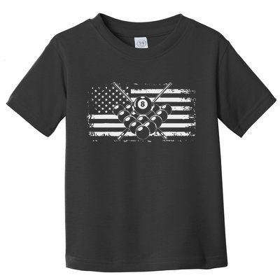 Billiards Pool Billiards American Flag Gift Toddler T-Shirt