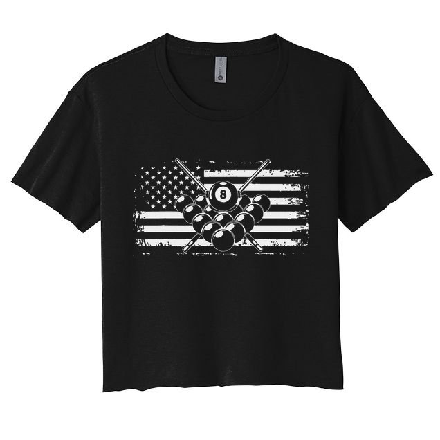Billiards Pool Billiards American Flag Gift Crop Top