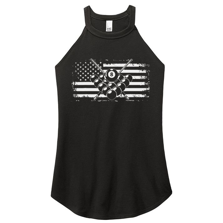 Billiards Pool Billiards American Flag Gift Women's Perfect Tri Rocker Tank