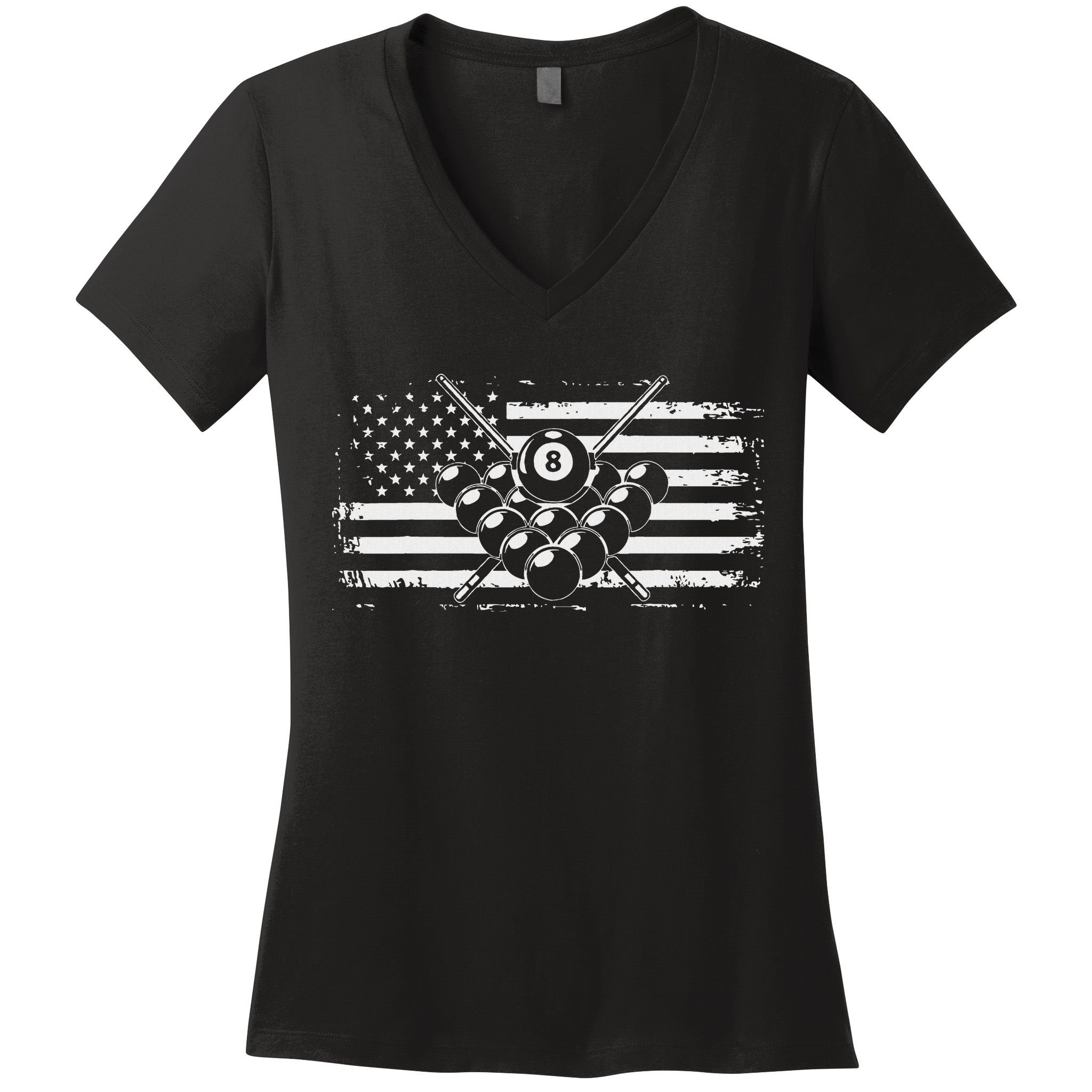 Billiards Pool Billiards American Flag Gift Women's V-Neck T-Shirt