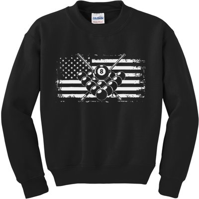 Billiards Pool Billiards American Flag Gift Kids Sweatshirt