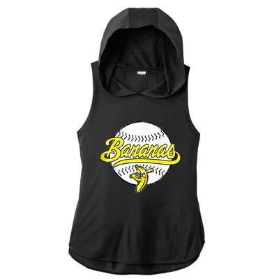 Banana Playing Baseball Fruit Lover Funny LetS Go Bananas Ladies PosiCharge Tri-Blend Wicking Draft Hoodie Tank