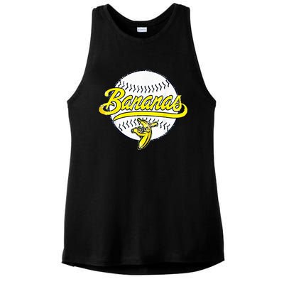 Banana Playing Baseball Fruit Lover Funny LetS Go Bananas Ladies PosiCharge Tri-Blend Wicking Tank