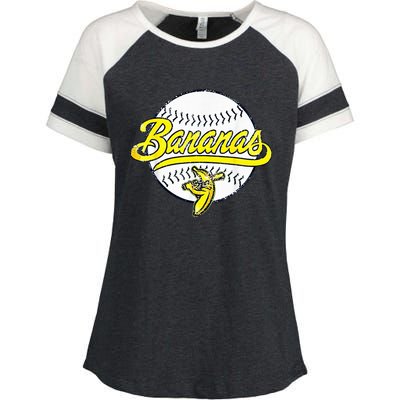 Banana Playing Baseball Fruit Lover Funny LetS Go Bananas Enza Ladies Jersey Colorblock Tee