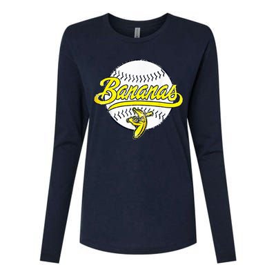 Banana Playing Baseball Fruit Lover Funny LetS Go Bananas Womens Cotton Relaxed Long Sleeve T-Shirt