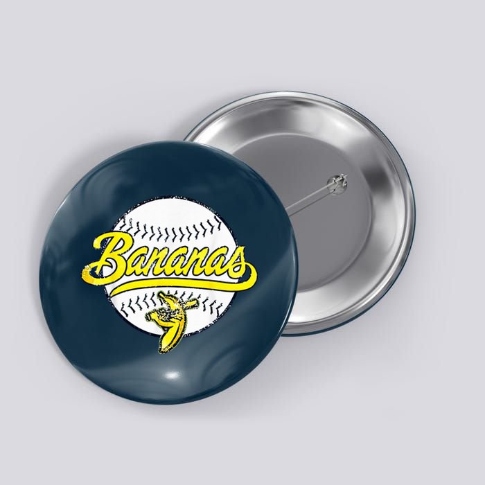 Banana Playing Baseball Fruit Lover Funny LetS Go Bananas Button