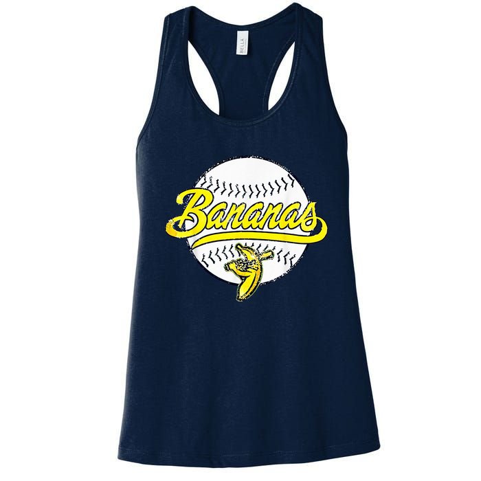 Banana Playing Baseball Fruit Lover Funny LetS Go Bananas Women's Racerback Tank