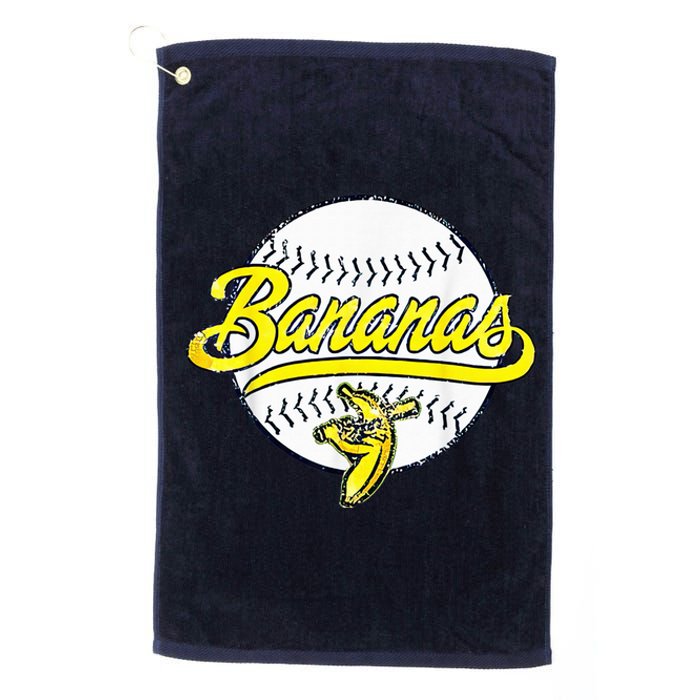 Banana Playing Baseball Fruit Lover Funny LetS Go Bananas Platinum Collection Golf Towel