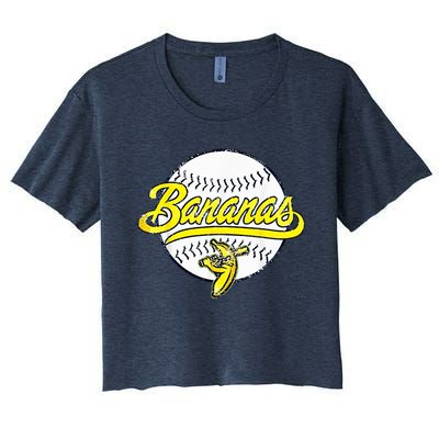 Banana Playing Baseball Fruit Lover Funny LetS Go Bananas Women's Crop Top Tee