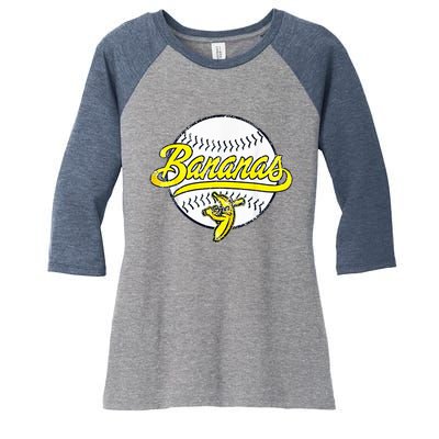 Banana Playing Baseball Fruit Lover Funny LetS Go Bananas Women's Tri-Blend 3/4-Sleeve Raglan Shirt