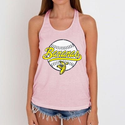 Banana Playing Baseball Fruit Lover Funny LetS Go Bananas Women's Knotted Racerback Tank