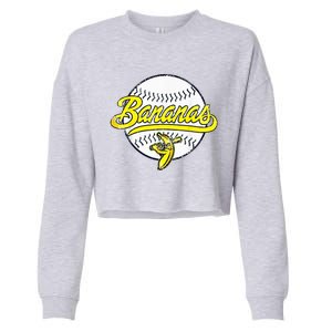 Banana Playing Baseball Fruit Lover Funny LetS Go Bananas Cropped Pullover Crew