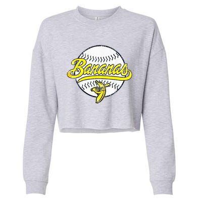 Banana Playing Baseball Fruit Lover Funny LetS Go Bananas Cropped Pullover Crew