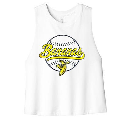 Banana Playing Baseball Fruit Lover Funny LetS Go Bananas Women's Racerback Cropped Tank