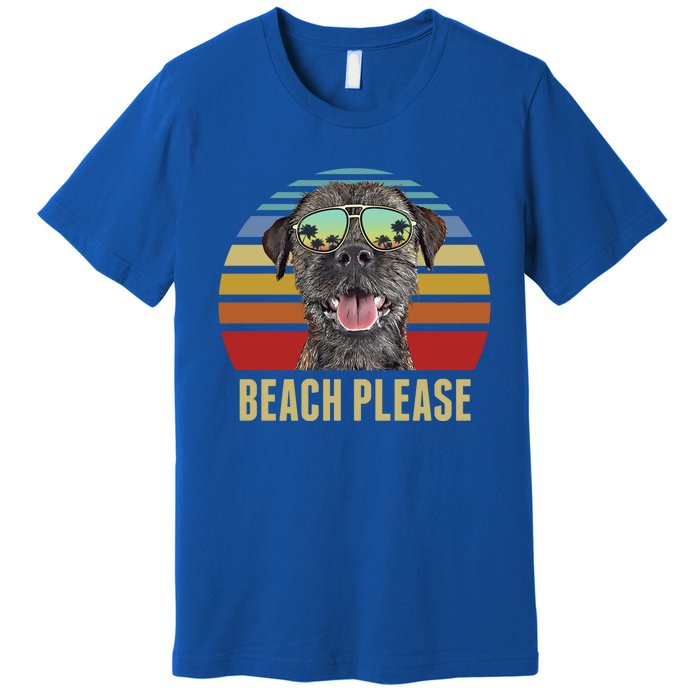 Beach Please Border Terrier Dog Funny Summer Gift Premium T-Shirt