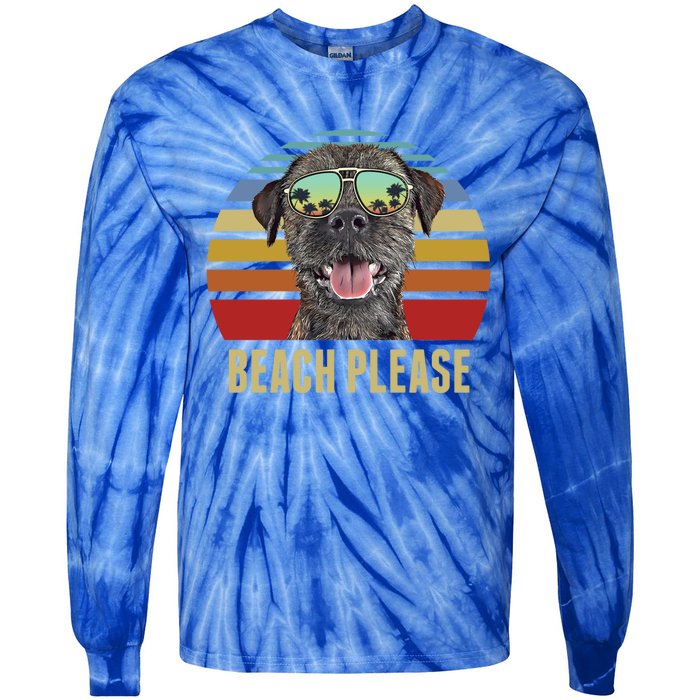 Beach Please Border Terrier Dog Funny Summer Gift Tie-Dye Long Sleeve Shirt