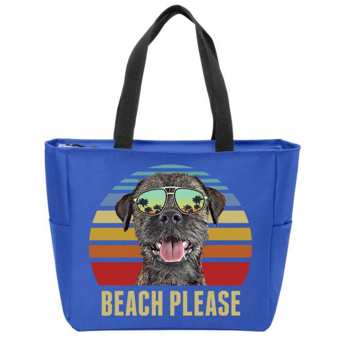 Beach Please Border Terrier Dog Funny Summer Gift Zip Tote Bag