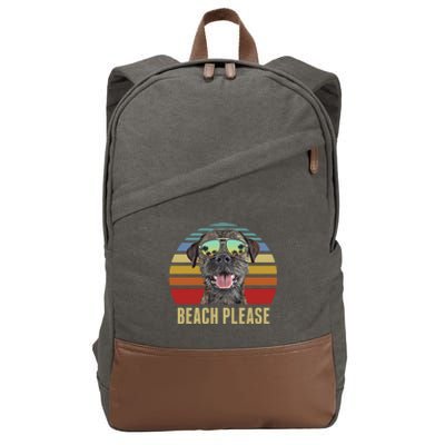 Beach Please Border Terrier Dog Funny Summer Gift Cotton Canvas Backpack