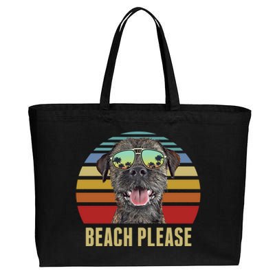 Beach Please Border Terrier Dog Funny Summer Gift Cotton Canvas Jumbo Tote