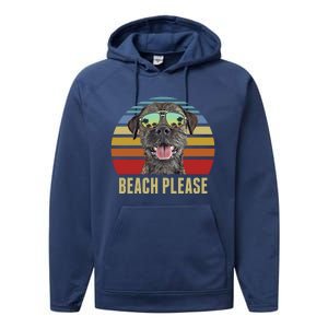 Beach Please Border Terrier Dog Funny Summer Gift Performance Fleece Hoodie