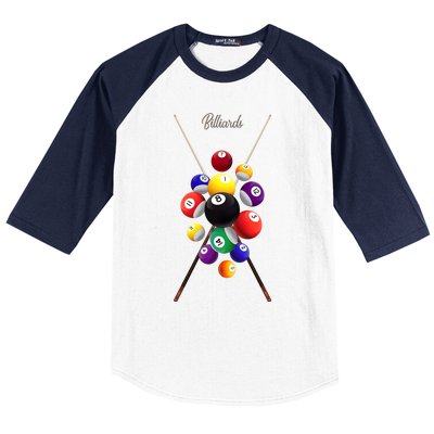 Billiard Pool Billiards Gift Baseball Sleeve Shirt