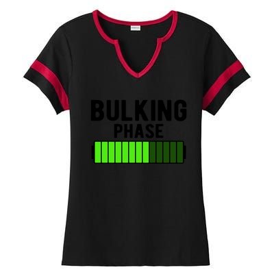 Bulking Phase Battery Loading Progress Bodybuilder Fitness Gift Ladies Halftime Notch Neck Tee