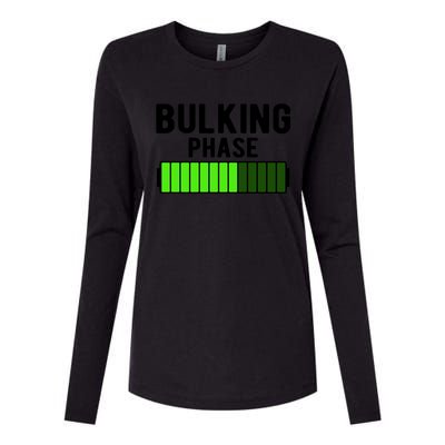 Bulking Phase Battery Loading Progress Bodybuilder Fitness Gift Womens Cotton Relaxed Long Sleeve T-Shirt