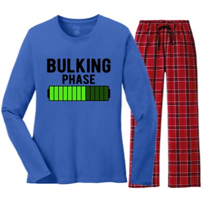 Bulking Phase Battery Loading Progress Bodybuilder Fitness Gift Women's Long Sleeve Flannel Pajama Set 