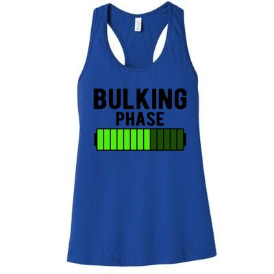 Bulking Phase Battery Loading Progress Bodybuilder Fitness Gift Women's Racerback Tank