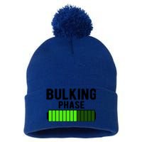 Bulking Phase Battery Loading Progress Bodybuilder Fitness Gift Pom Pom 12in Knit Beanie