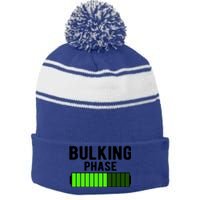 Bulking Phase Battery Loading Progress Bodybuilder Fitness Gift Stripe Pom Pom Beanie