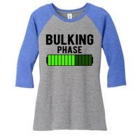 Bulking Phase Battery Loading Progress Bodybuilder Fitness Gift Women's Tri-Blend 3/4-Sleeve Raglan Shirt