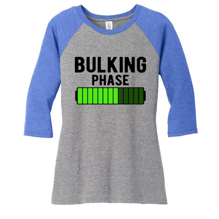 Bulking Phase Battery Loading Progress Bodybuilder Fitness Gift Women's Tri-Blend 3/4-Sleeve Raglan Shirt