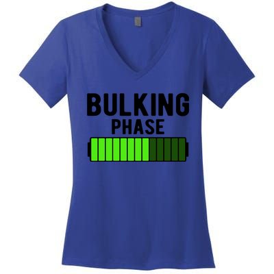 Bulking Phase Battery Loading Progress Bodybuilder Fitness Gift Women's V-Neck T-Shirt