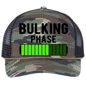 Bulking Phase Battery Loading Progress Bodybuilder Fitness Gift Retro Rope Trucker Hat Cap