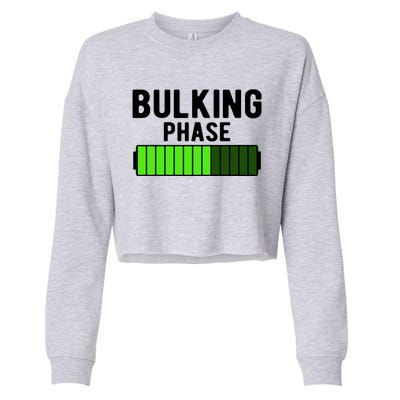 Bulking Phase Battery Loading Progress Bodybuilder Fitness Gift Cropped Pullover Crew