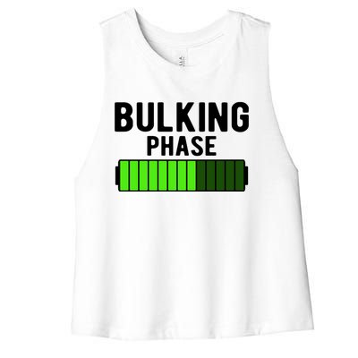 Bulking Phase Battery Loading Progress Bodybuilder Fitness Gift Women's Racerback Cropped Tank