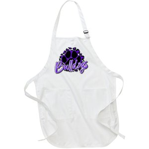 Bulldogs Purple Black Cheetah School Sports Fan Team Spirit Full-Length Apron With Pockets