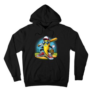 Banana Playing Baseball Funny Fruit Lover Baseball Player Hoodie