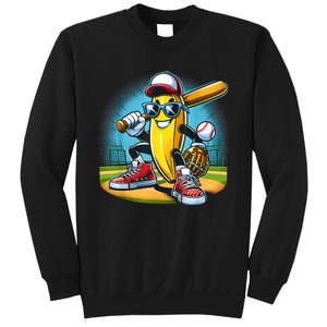 Banana Playing Baseball Funny Fruit Lover Baseball Player Sweatshirt