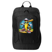 Banana Playing Baseball Funny Fruit Lover Baseball Player City Backpack