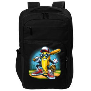 Banana Playing Baseball Funny Fruit Lover Baseball Player Impact Tech Backpack