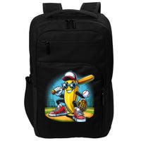 Banana Playing Baseball Funny Fruit Lover Baseball Player Impact Tech Backpack