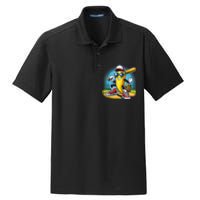 Banana Playing Baseball Funny Fruit Lover Baseball Player Dry Zone Grid Polo