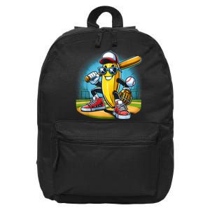 Banana Playing Baseball Funny Fruit Lover Baseball Player 16 in Basic Backpack