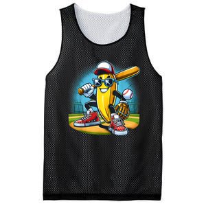 Banana Playing Baseball Funny Fruit Lover Baseball Player Mesh Reversible Basketball Jersey Tank