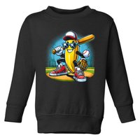 Banana Playing Baseball Funny Fruit Lover Baseball Player Toddler Sweatshirt