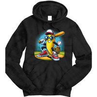 Banana Playing Baseball Funny Fruit Lover Baseball Player Tie Dye Hoodie